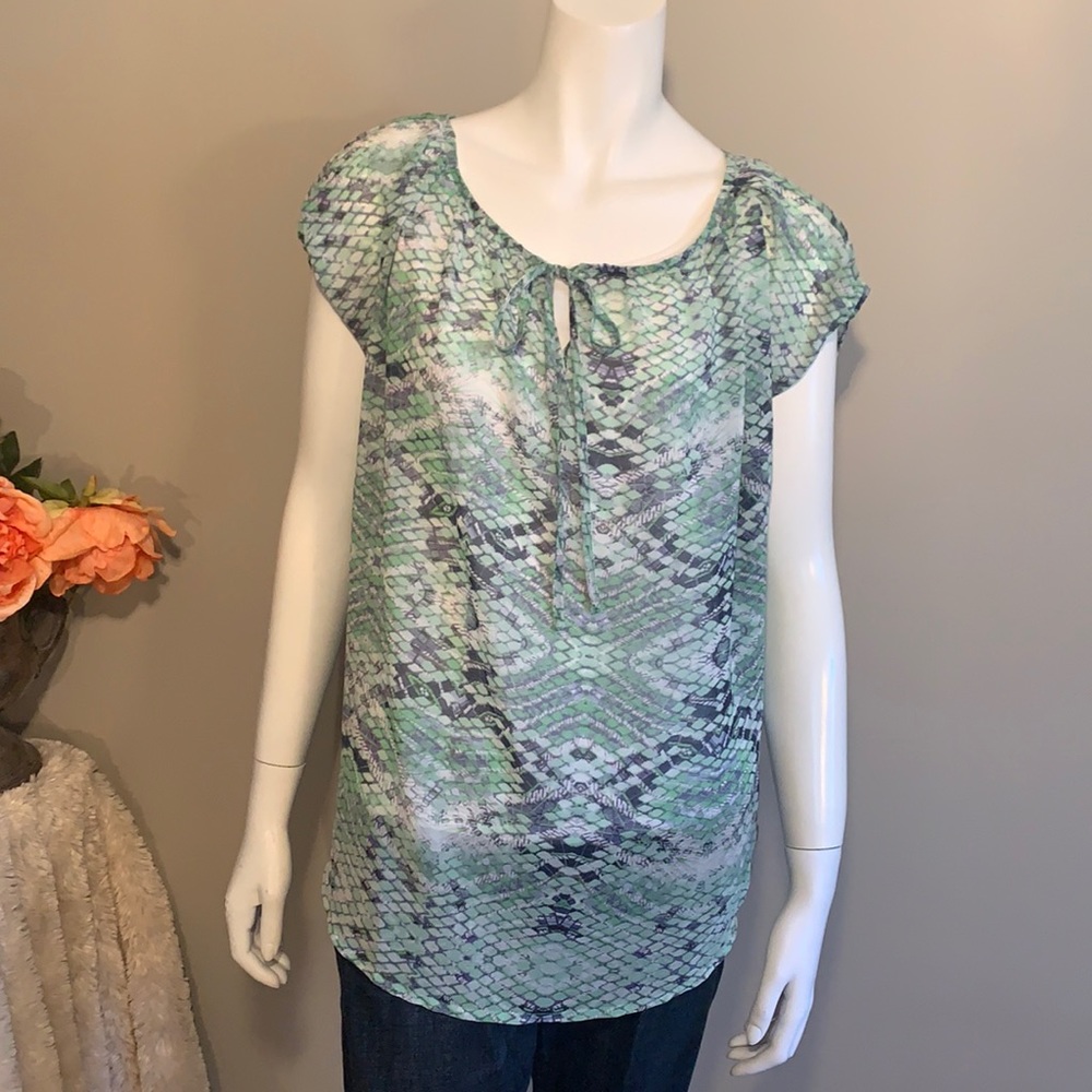 CAbi #746 Darby sheer snake print top Small